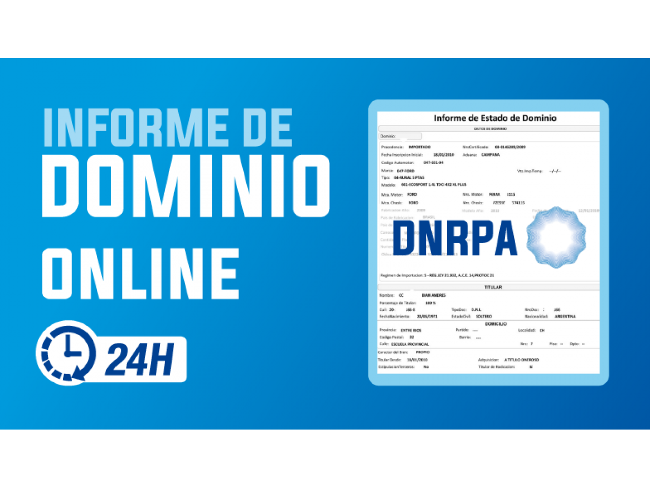 Informe de Dominio Automotor y Control de Documentación